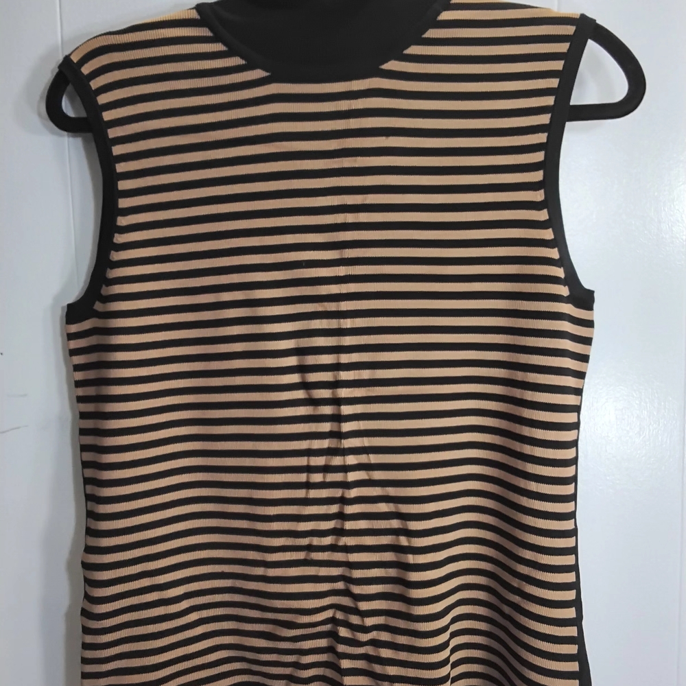 Grace Black and Tan Striped Sleeveless Blouse